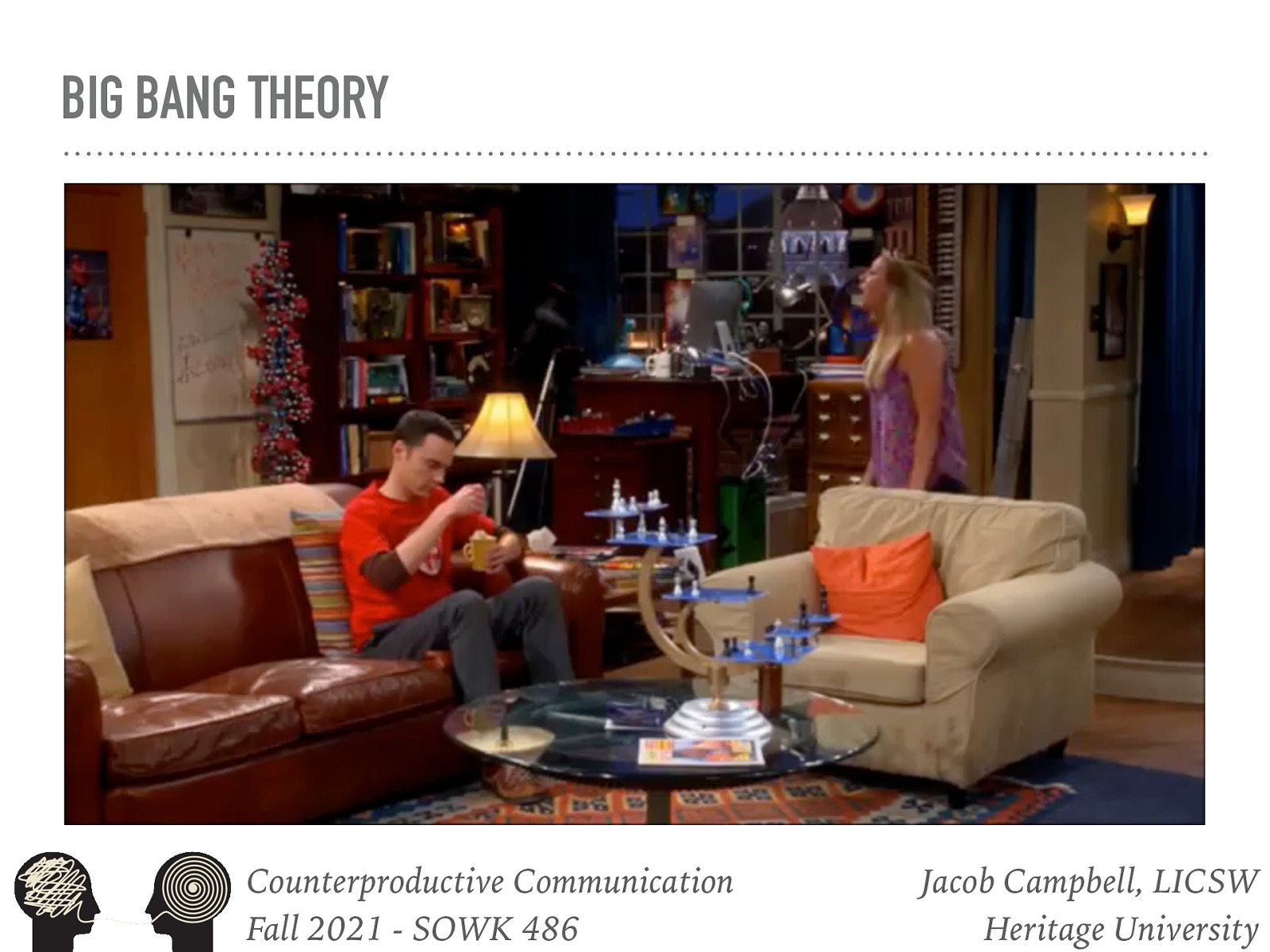 [Whole Class Activity] Watch the video clip.  Sheldon uses some counterproductive communication patterns. While, with the relationship that Sheldon has with Penny, he seems to be effective. Today we are spending time talking about some of the what not to do. 
