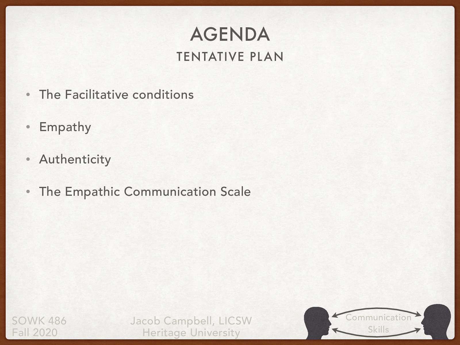  The Facilitative conditions Empathy Authenticity The Empathic Communication Scale 
