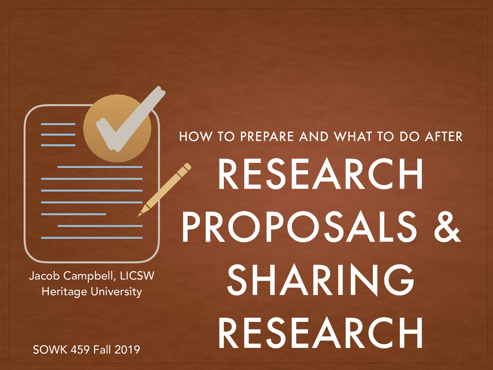 Location: CBC Campus - Tuesday T-336 & SWL-220 Time: Tuesdays and Thursdays from 5:30-8:15 Week 13: 11/11/19 — 11/17/19 Reading Assignment: DeCarlo (2018) chapter 15 and 16 Topic and Content Area: Research Proposals Assignments Due: Assignment 11: research proposal is due Friday 11/15/19 at 11:55 PM via Moodle; Assignment 02: reading quiz for chapters 15 and 16 are due at 5:30 PM prior to class via My Heritage; Assignment 14: [extra credit] selected population literature review is due Friday 11/15/19 at 11:55 PM via My Heritage Other Important Information: N/A
