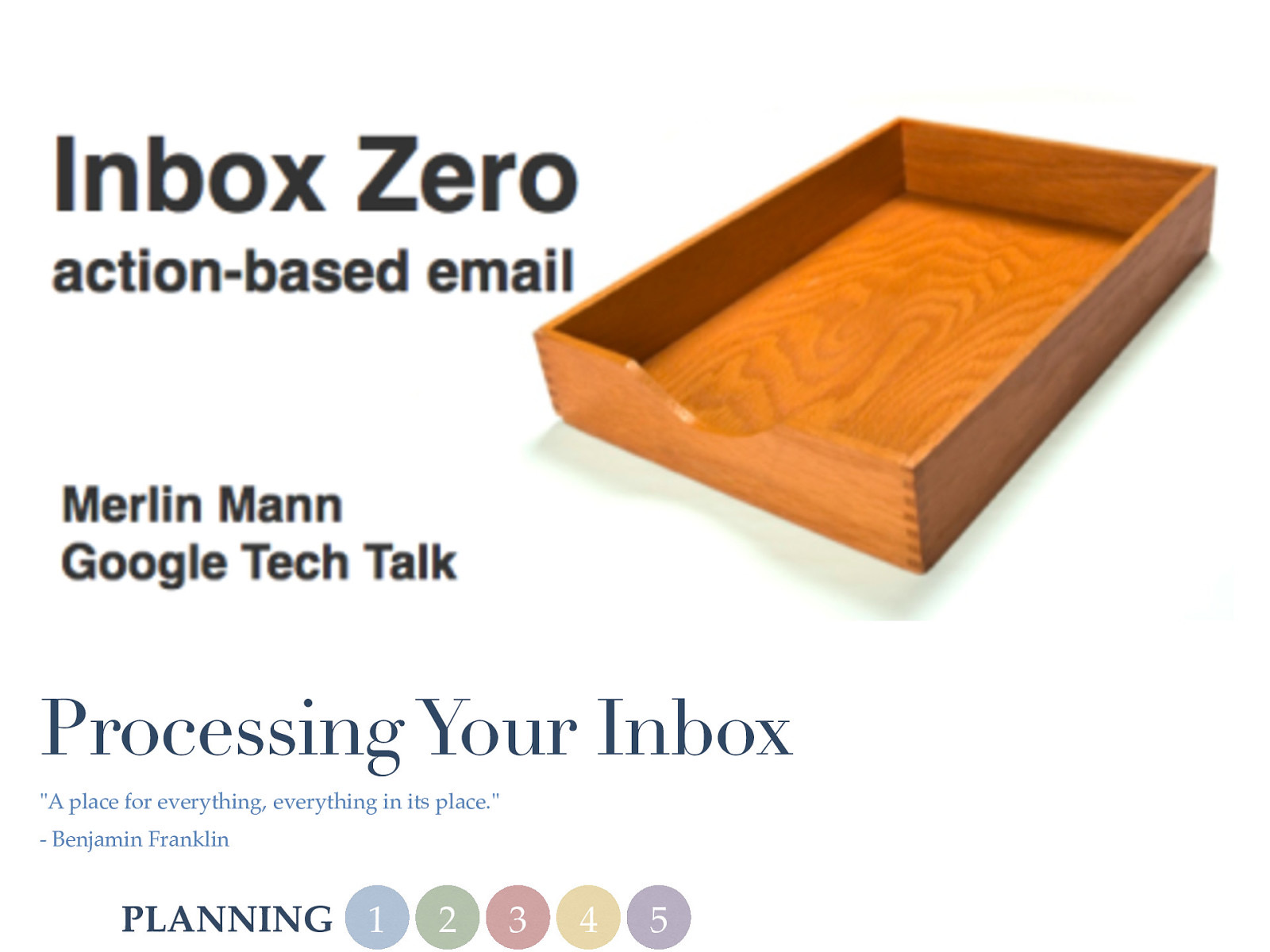 Processing Your Inbox “A place for everything, everything in its place.” - Benjamin Franklin Date PLANNING PLANNING 1 21 32 43 54 5 Fall 2021 SOWK 486 Jacob Campbell, LICSW — Heritage University
