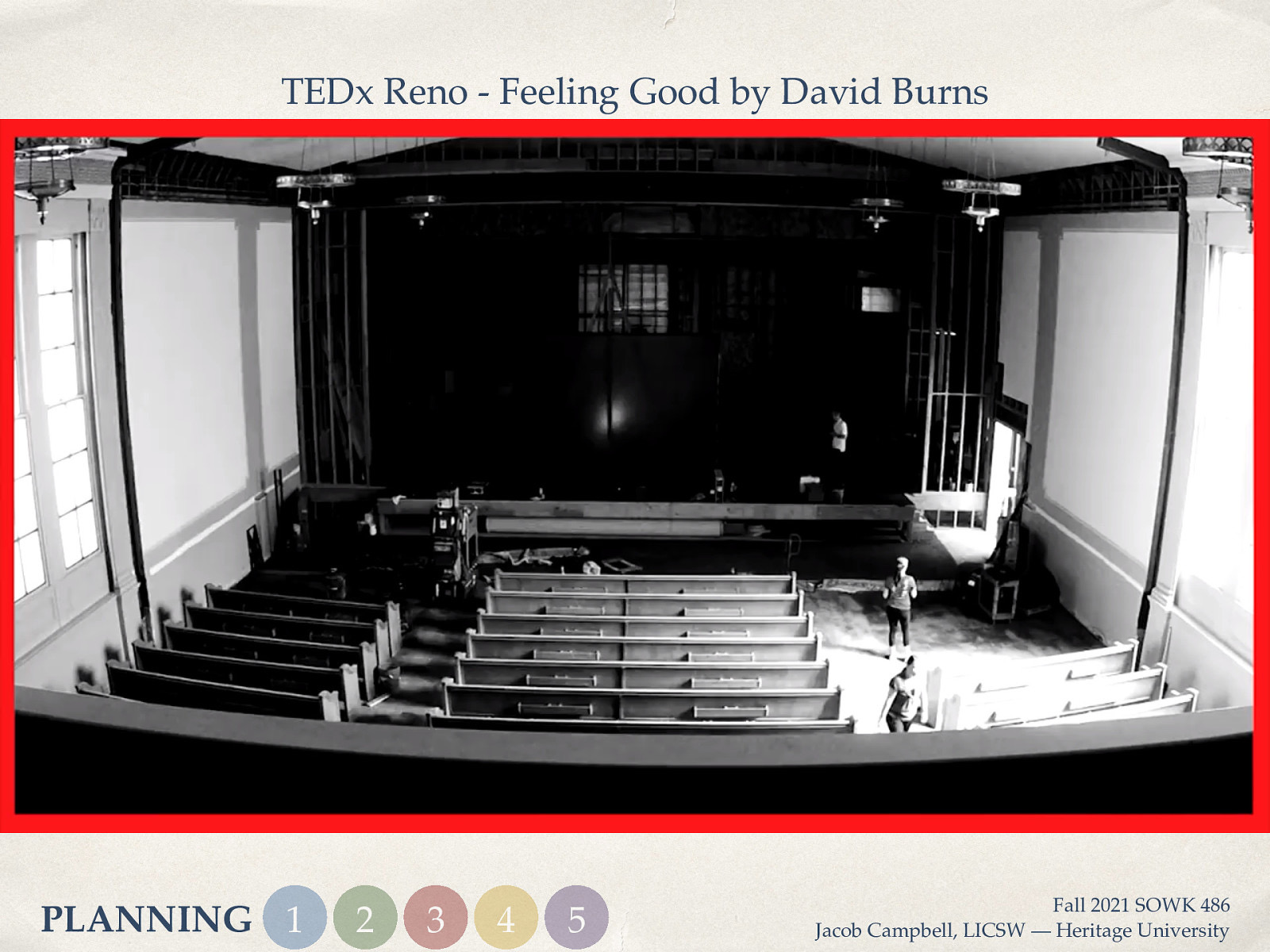 TEDx Reno - Feeling Good by David Burns PLANNING 1 2 3 4 5 Fall 2021 SOWK 486 Jacob Campbell, LICSW — Heritage University
