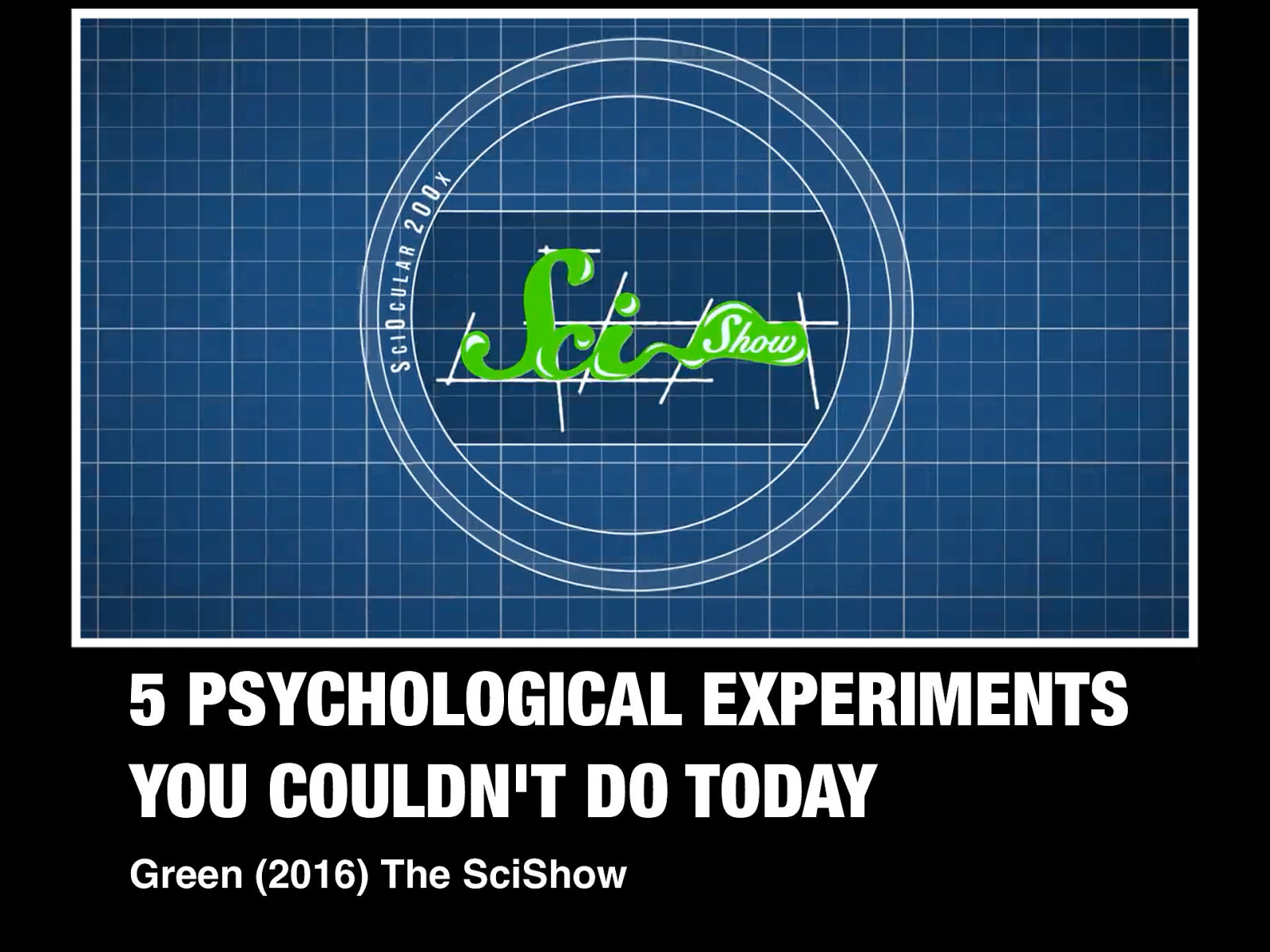 [Whole Class Activity] Watch Green (2016) video of the 5 psychological experiments you couldn’t do today. Discussion questions next screen. Green, H. [SciShow] (2016, Sept 11) 5 psychological experiments you couldn’t do today. Retrieved from https://youtu.be/zZ3l1jgmYrY
