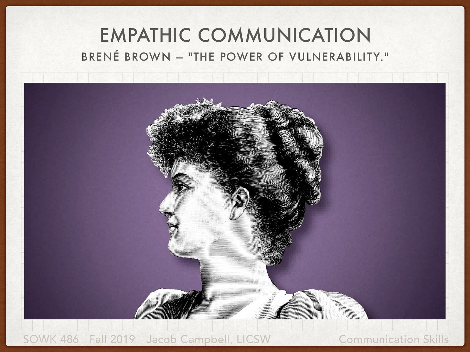  The RSA. (2013, December 10). Brené Brown on Empathy. Brené Brown on Empathy. Retrieved from https://www.youtube.com/watch?v=1Evwgu369Jw   The following is a short video clip from a presentation that Brené Brown did called the “The Power of Vulnerability.”   [Activity] Watch the video clip.   [Discussion] What did you think of Theresa Wiseman (2007) concept of four parts to empathy. “Toward a holistic conceptualization of empathy for nursing practice.”   Perspective taking and recognizing their perspective as truth Staying out of judgment Recognizing emotion in other people Communicating emotion with people   [Discussion] What do you think about this video? 
