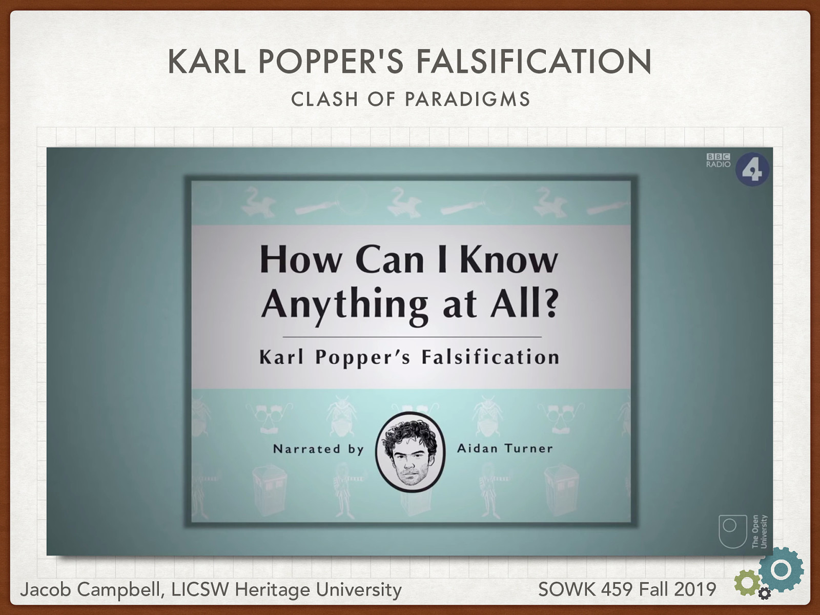  With all of these paradigms and theories they come into conflict with each other. A helpful way of watching and considering this is through Karl Poppers theory of falsification.  [Whole Class Activity] Watch the video [Whole Class Activity - Discuss] How these theories conflict. How this can become confusing quickly… etc.  BBC Radio 4 (2015 August 8) Karl popper’s falsification. Retreived from https://youtu.be/wf-sGqBsWv4 
