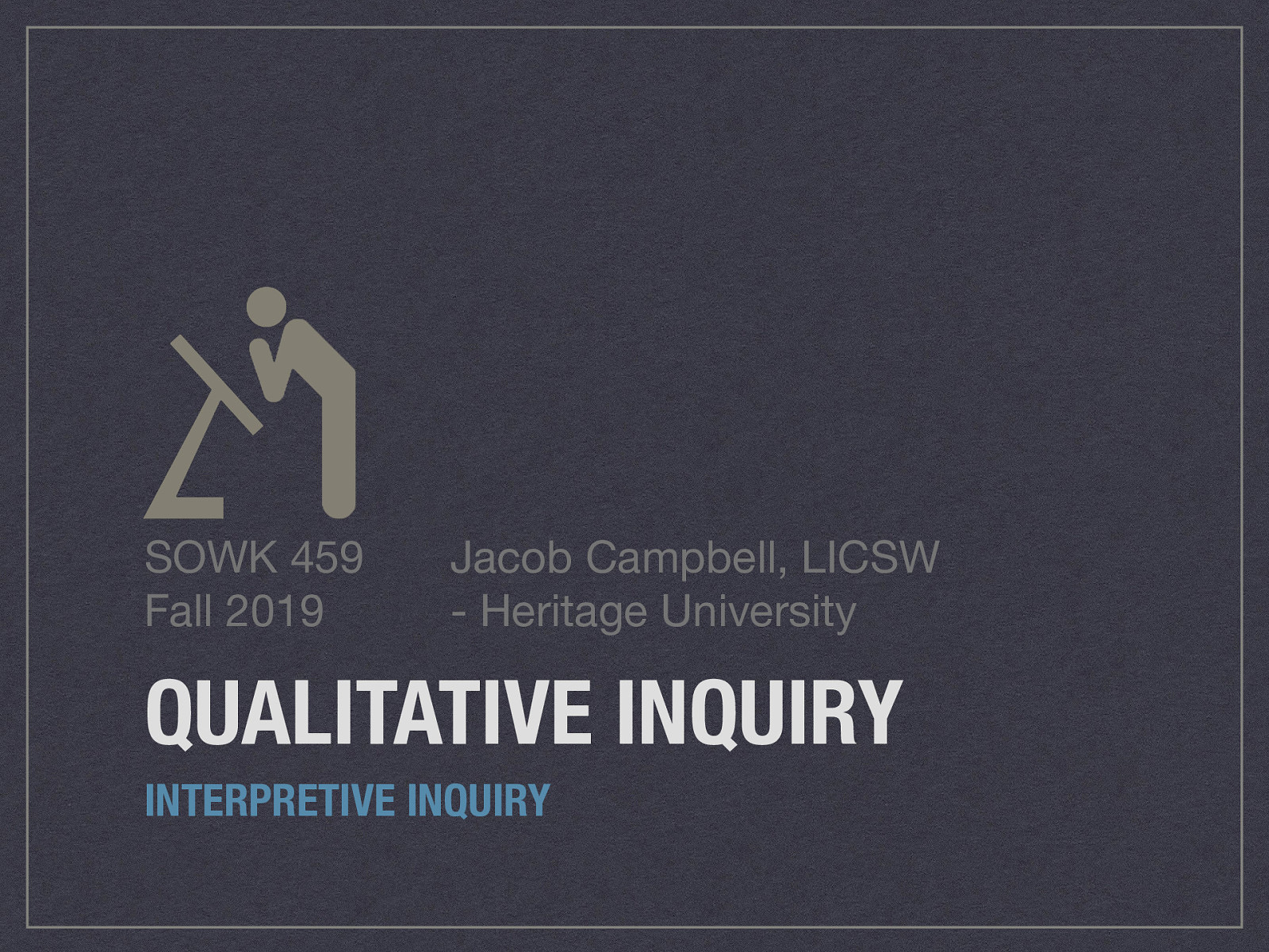 Location: CBC Campus - Tuesday T-336 & SWL-220 Time: Tuesdays and Thursdays from 5:30-8:15 Week 14: 11/18/19 — 11/24/19 Reading Assignment: DeCarlo (2018) chapter 13 Topic and Content Area: Qualitative Research Methods Assignments Due: Assignment 12: peer review research proposal is due Wednesday 11/20/19 at 11:55 PM via Moodle; Assignment 02: reading quiz for chapter 13 is due at 5:30 PM prior to class via My Heritage; Assignment 13: final paper literature review and research proposal is due Friday 11/22/19 at 11:55 PM via Chalk and Wire Other Important Information: N/A