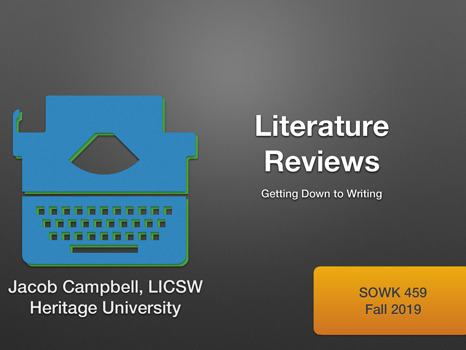 Location: CBC Campus - Tuesday T-336 & SWL-220 Time: Tuesdays and Thursdays from 5:30-8:15 Week 09: 10/14/19 — 10/20/19 Reading Assignment: DeCarlo (2018) chapters 9 and 10 Topic and Content Area: Literature Reviews Assignments Due: Assignment 08: literature review is due Friday 10/18/19 at 11:55 PM via M Other Important Information: N/A