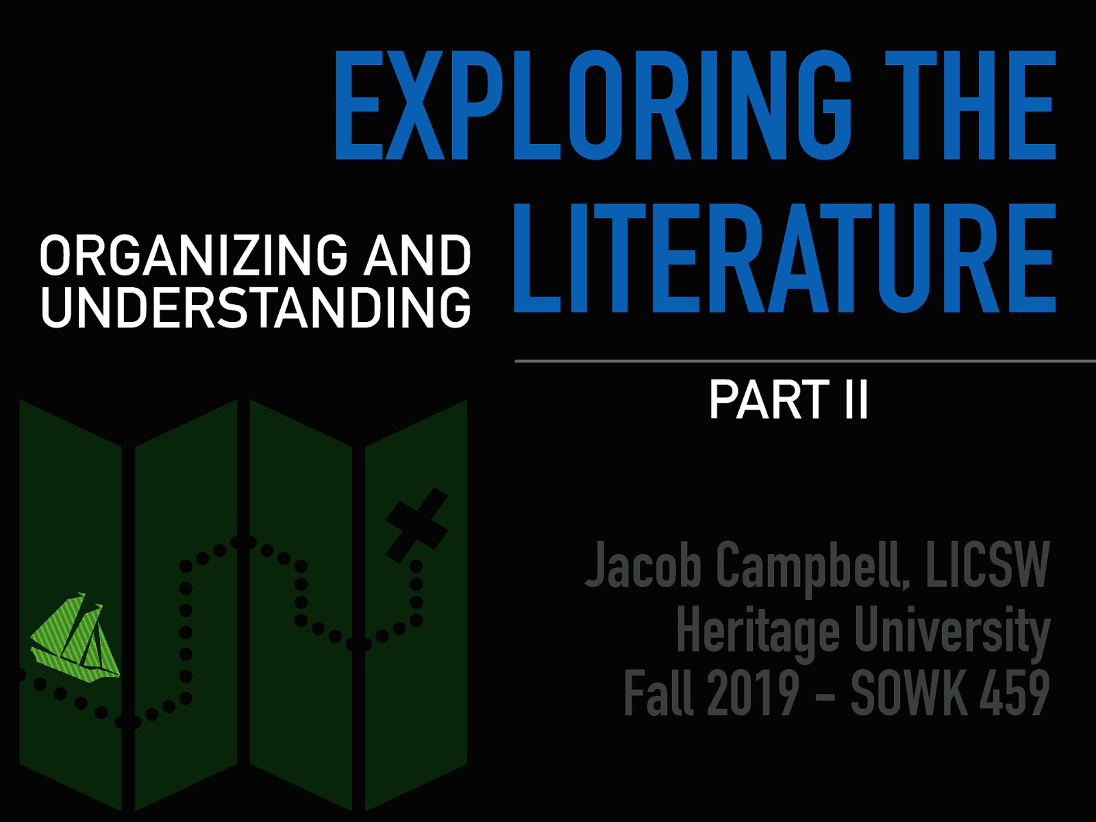 EXPLORING THE LITERATURE ORGANIZING AND UNDERSTANDING PART II Jacob Campbell, LICSW Heritage University Fall 2019 - SOWK 459
