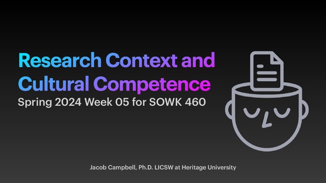 Spring 2024 SOWK 460w Week 05 - Research Context and Cultural ...