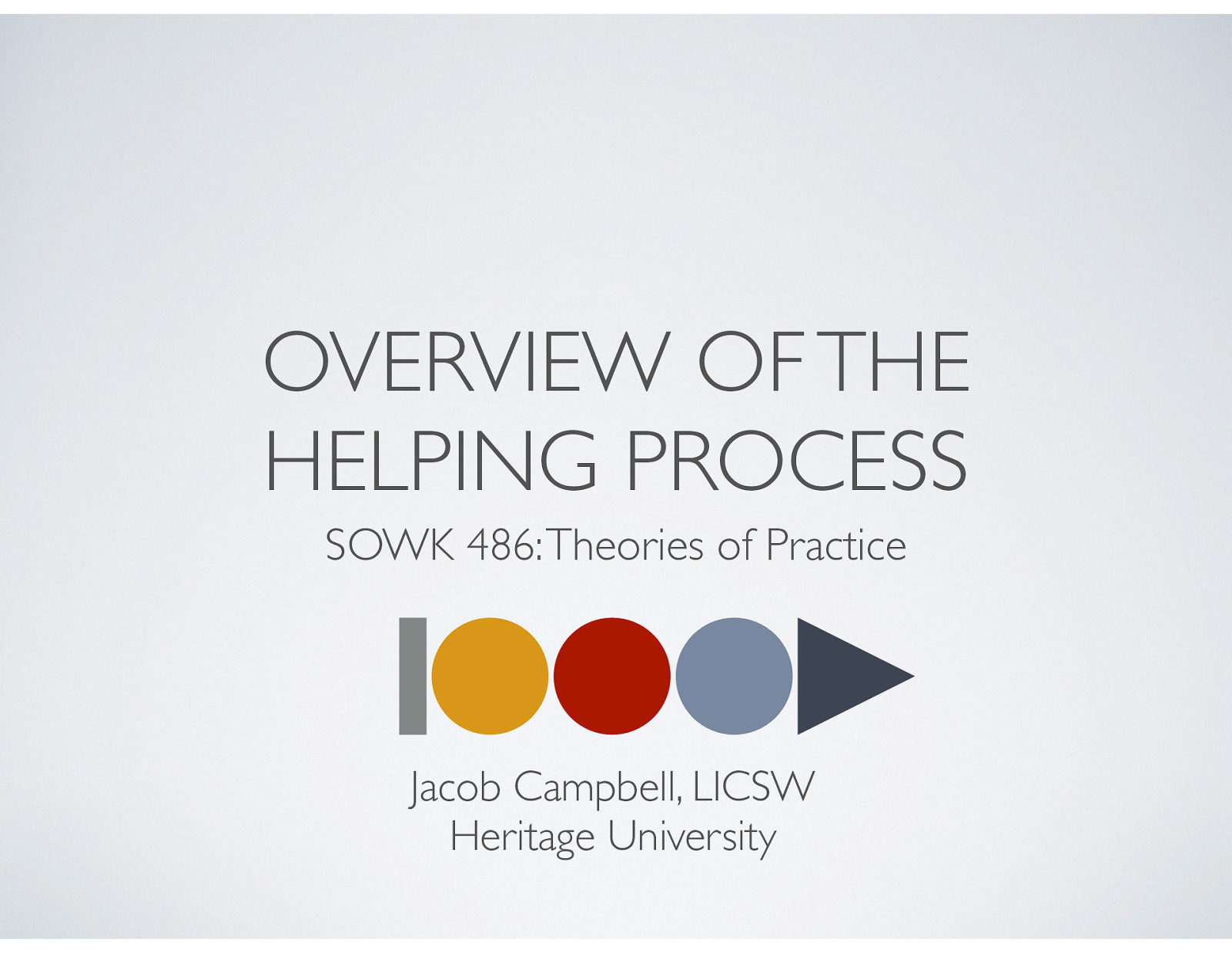 Week 04: 09/15/21 Content: How Do We Help Reading: Hepworth et al. (2017) chapters three and four. Due: A-02: Reading Quiz for chapters three and four is due at 5:30 PM before class via My Heritage Location: Heritage at CBC Time: Wednesday’s from 5:30-8:15 Topic and Content Area: How Do We Help