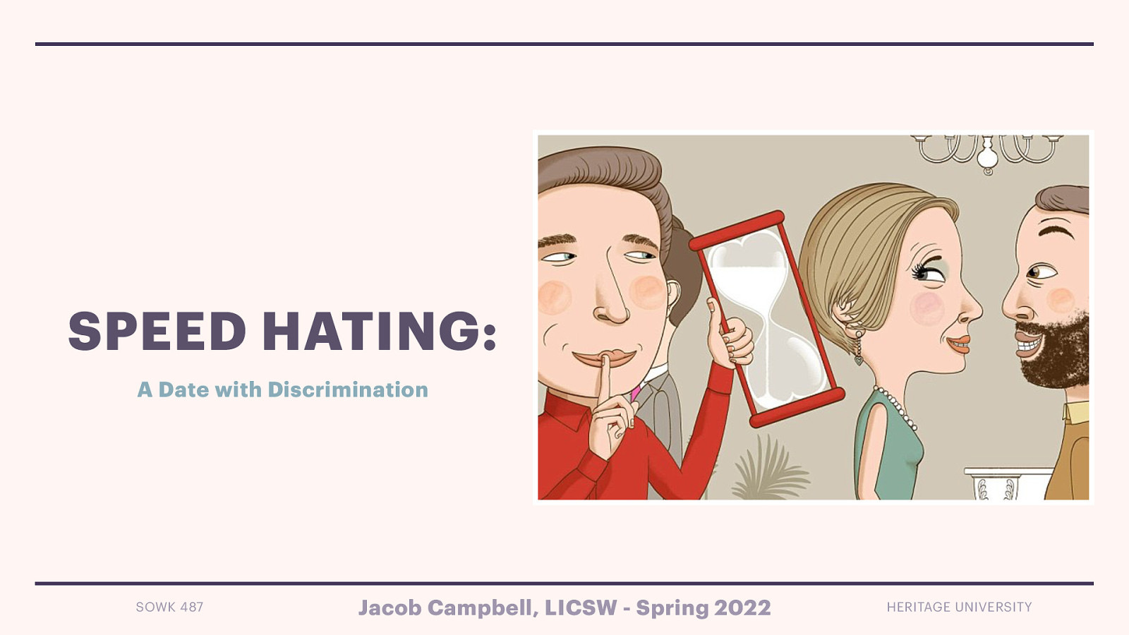 SPEED HATING: A Date with Discrimination SOWK 487 Jacob Campbell, LICSW - Spring 2022 HERITAGE UNIVERSITY
