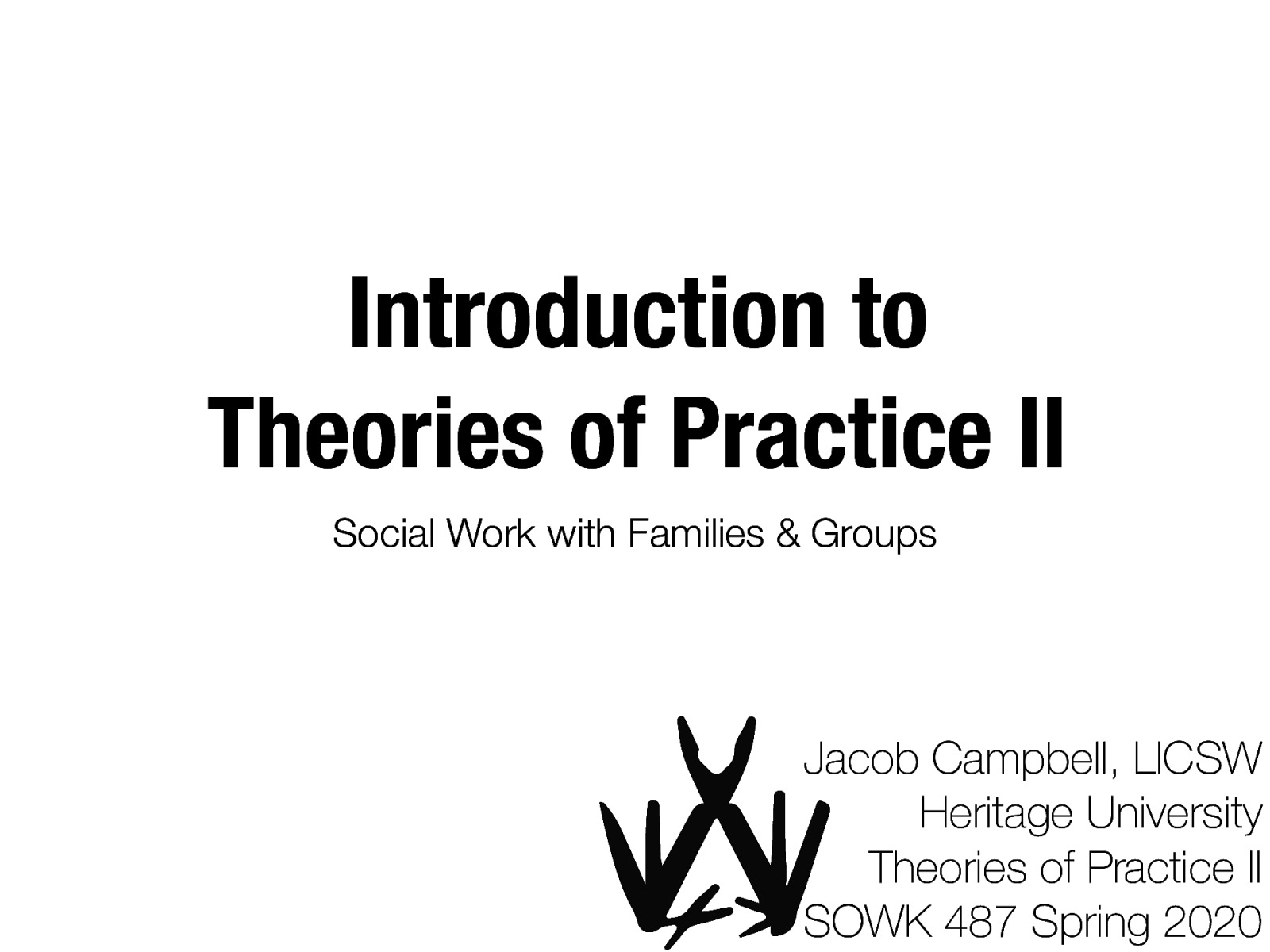 Introduction to Theories of Practice II Social Work with Families & Groups Jacob Campbell, LICSW Heritage University Theories of Practice II SOWK 487 Spring 2020