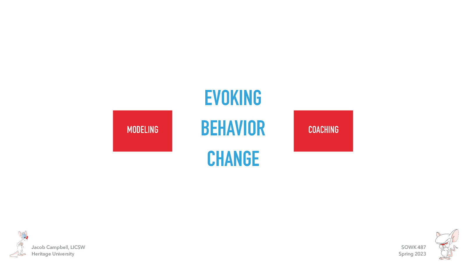 MODELING Jacob Campbell, LICSW Heritage University EVOKING BEHAVIOR CHANGE COACHING SOWK 487 Spring 2023
