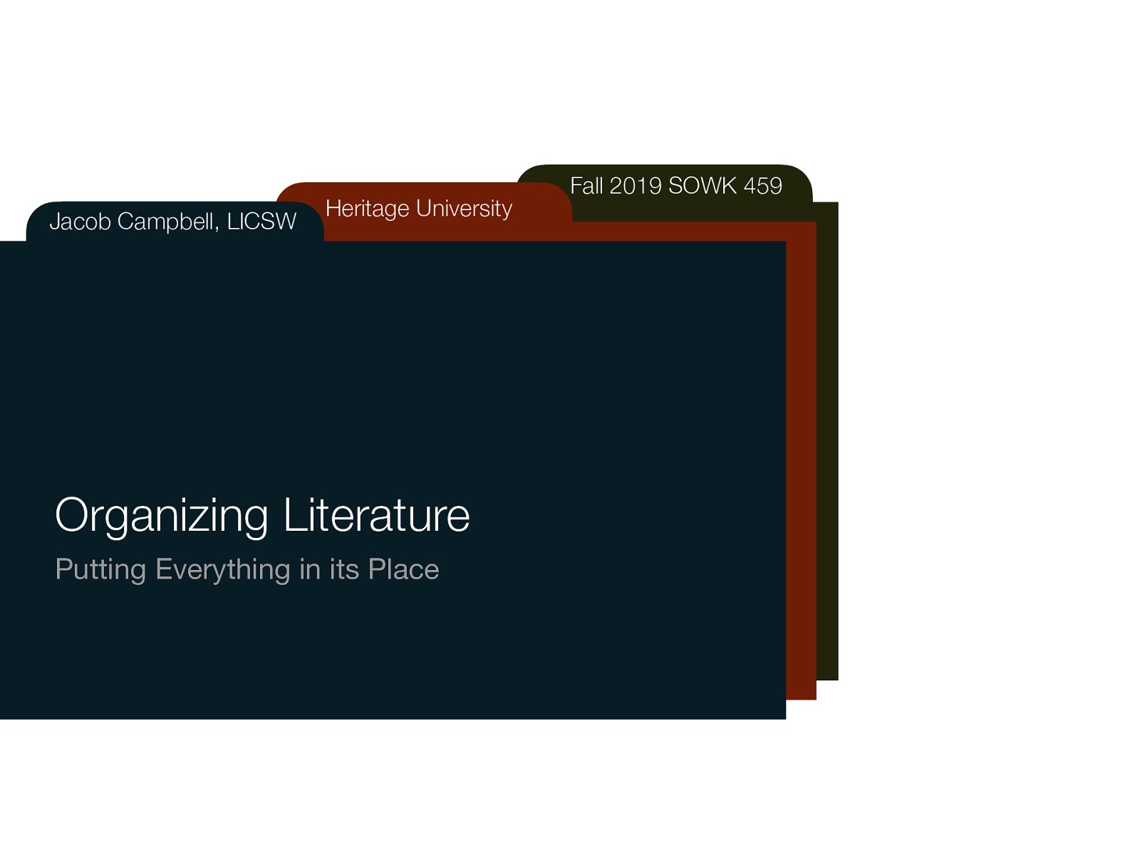 Location: CBC Campus - Tuesday T-336 & SWL-220 Time: Tuesdays and Thursdays from 5:30-8:15 Week 08: 10/07/19 — 10/13/19 Reading Assignment: DeCarlo (2018) chapter 14 Topic and Content Area: Organizing the Literature Assignments Due: Assignment 02: reading quiz for chapter 14 is due at 5:30 PM prior to class via My Heritage Other Important Information: N/A
